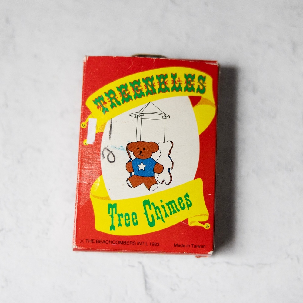 Treenkles Christmas tree ornament wind chimes made in Taiwan vintage 1983 bears